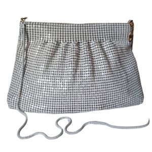 Vintage White Mesh Metal Crossbody Messenger Bag
